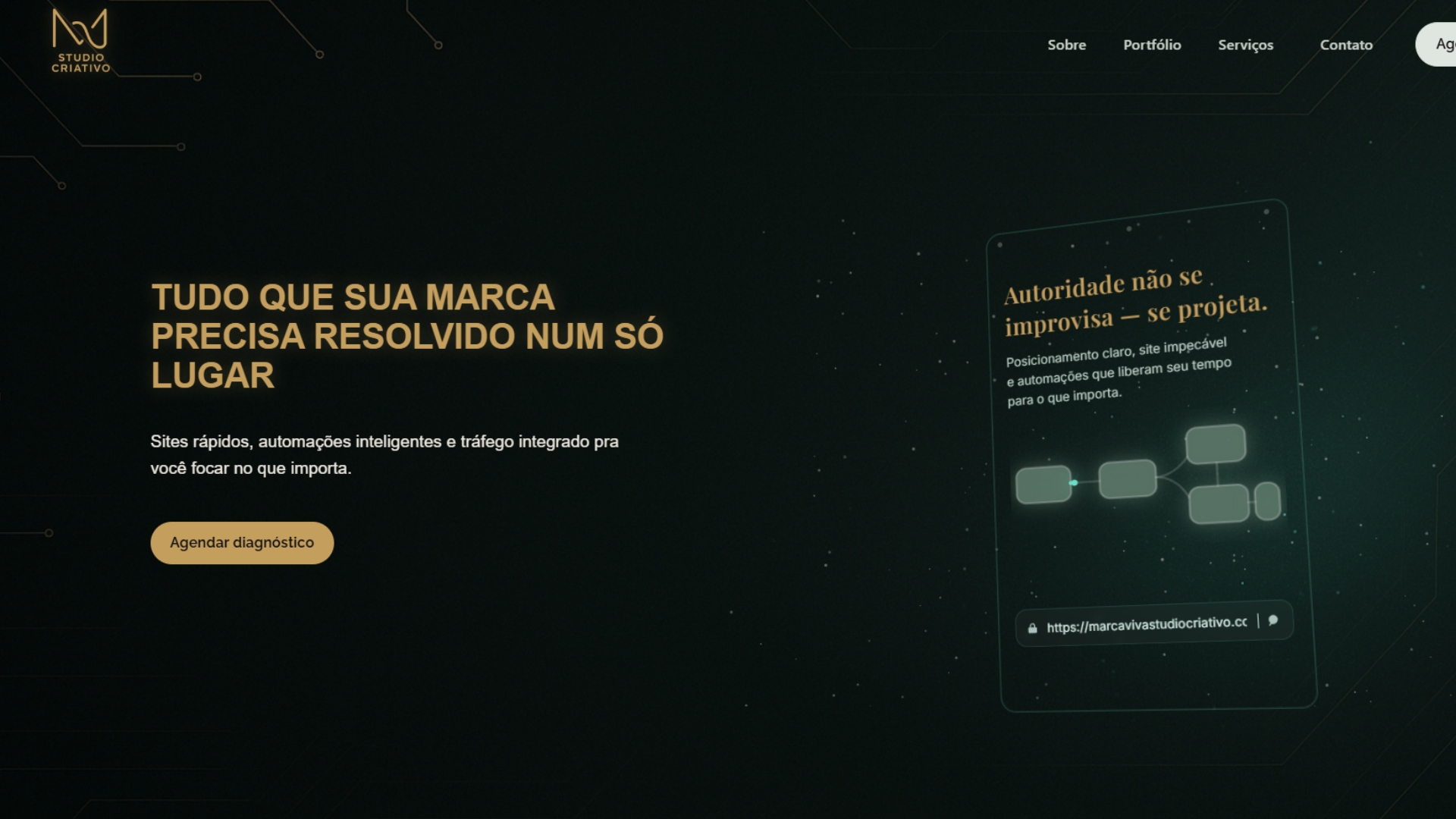 Prévia do site - seção hero